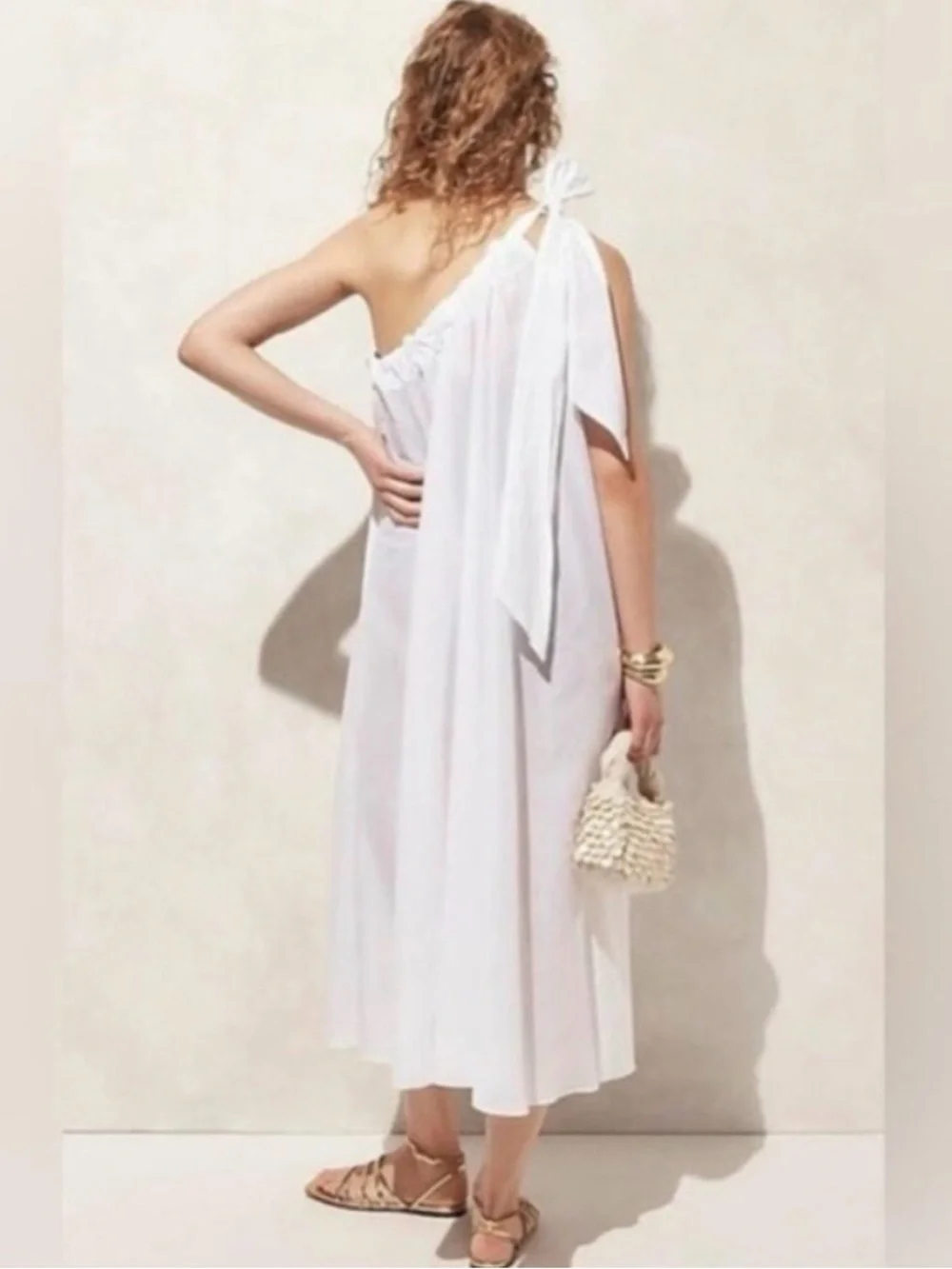 J.Crew One Shoulder Beach Dress in Cotton Voile